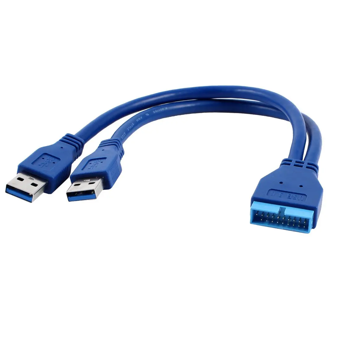 Синий 2 порта USB 3,0 тип A Мужской до 20 Pin Заголовок Мужской адаптер кабель Шнур