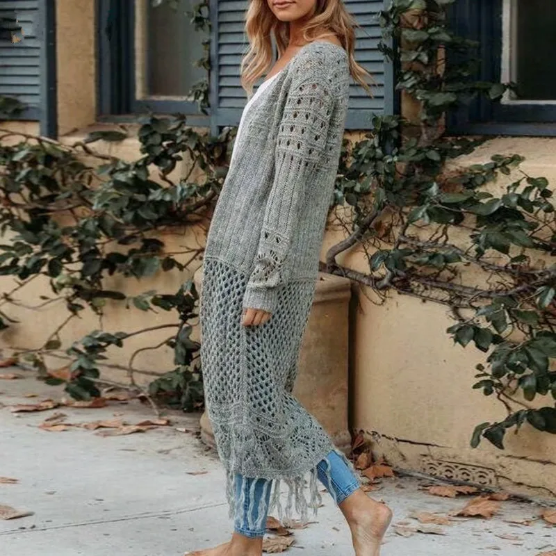 Fashion Casual Sexy Hollow Out Women Sweater Cardigan Solid Winter Knitted Cardigan Chic Long Tassel Knitwear Cardigans Jumpers Fashion Casual Sexy Hollow Out Women Sweater Cardigan Solid Winter Knitted Cardigan Chic Long Tassel Knitwear Cardigans Jumpers