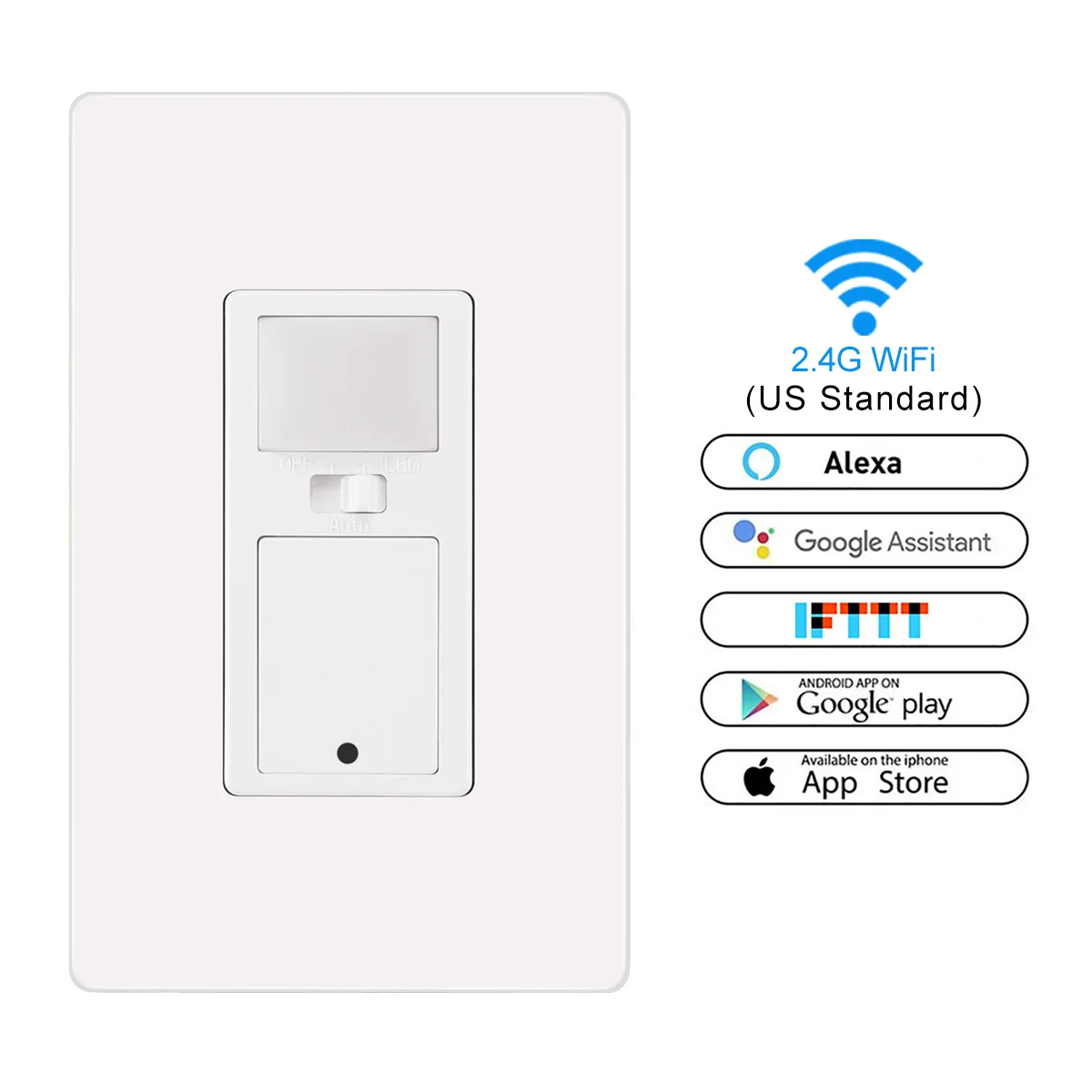 

Wall Mount Smart Switch In-Wall Phone Remote Control Light Switch Auto Night Light Compatible With Alexa Google Assistant IFTTT