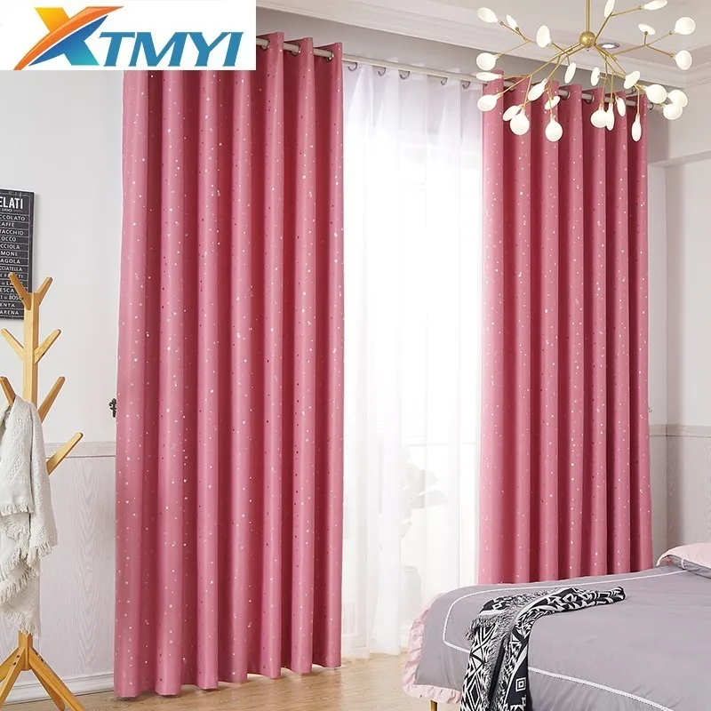 

Pink princess style star blackout curtains for bedroom living room curtains modern minimalist children's curtains custom