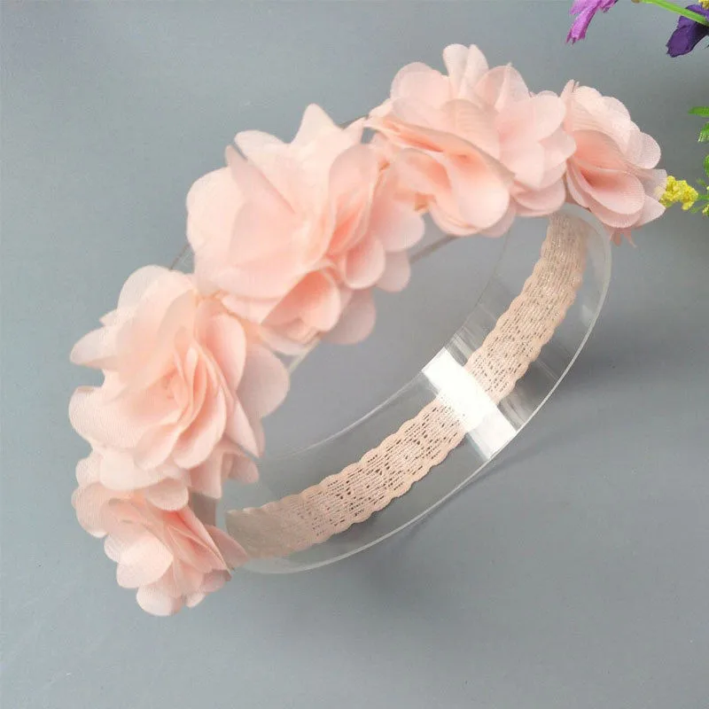 

Baby Girls kids Toddler newborn casual Flower Bow Headband Soft Lace Elastic Band Hairband one pieces