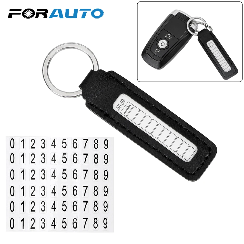 

FORAUTO Anti-lost Car Keychain Phone Number Card Keyring Phone Number Plate Key Ring Car-styling Auto Vehicle Key Chain Gift