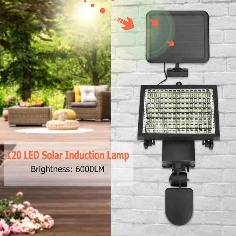 Koop 120 LED Solar Light Muur gemonteerde LED Solar Light 2019 Outdoor Solar Spotlight met PIR sensor Motion Detector dropshipping