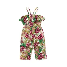 Летние детские комбинезоны для маленьких девочек с открытыми плечами и принтом Леггинсы для девочек Комбинезон на бретелях shein Капри