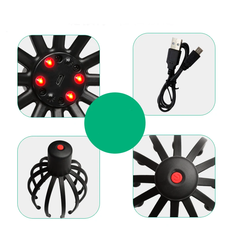 Skup Elektryczny masażer do skóry głowy masażer ośmiornicy głowy Acupoint terapeutyczny pazur masażer Tingler Scratcher Stress Relief Rechargable