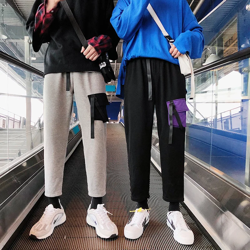 Men's Trousers 2019 Spring New Harbor Pockets Straight Tube Nine Pants Fashion Urban Feet Gray Black Youth Casual Men's Clothing Men's Trousers 2019 Spring New Harbor Pockets Straight Tube Nine Pants Fashion Urban Feet Gray Black Youth Casual Men's Clothing