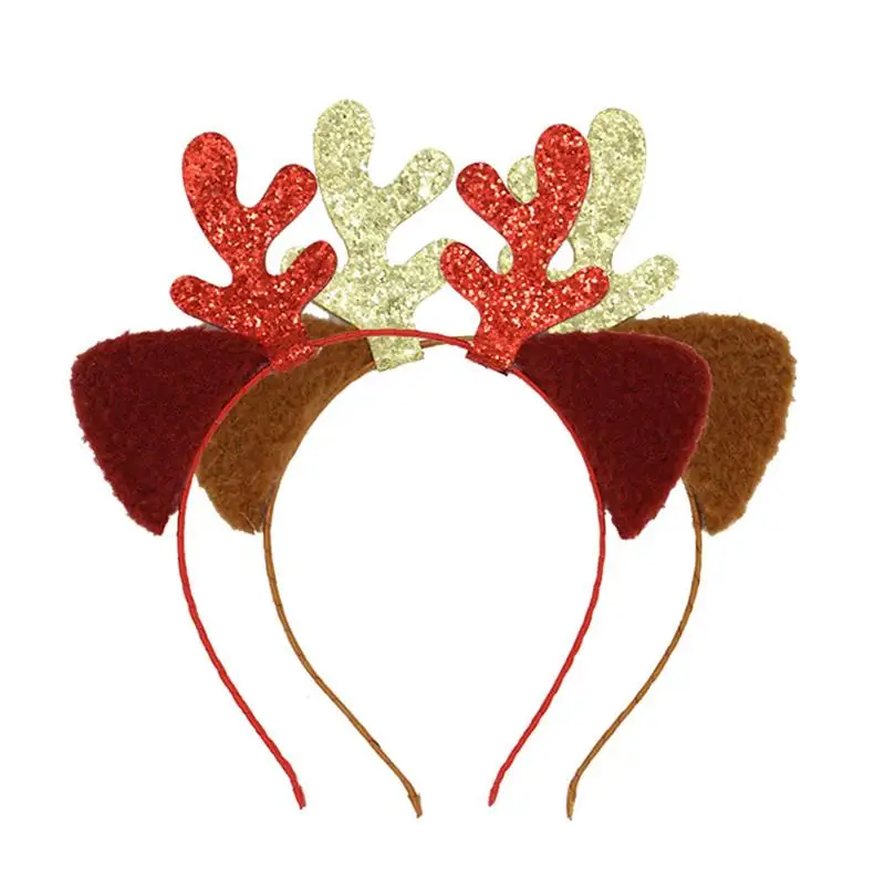 Обручи с оленьими рогами оленей сверкающие рога Рождественские обручи для волос головной убор костюм аксессуар для рождественской вечеринки