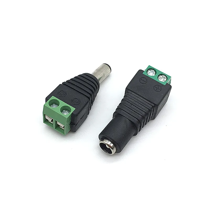 

Wholesale 100pcs 5.5mmx2.1mm DC Power Female Male Plug Jack Adapter Connector Plug Socket for CCTV Single Color LED Light