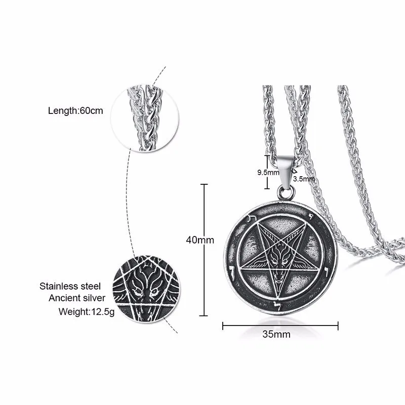 Nomine Dei Nostri Satanas Luciferi Excelsi амулет оккультный Luciferian Satanic кулон ожерелье сатана с 24 дюймов