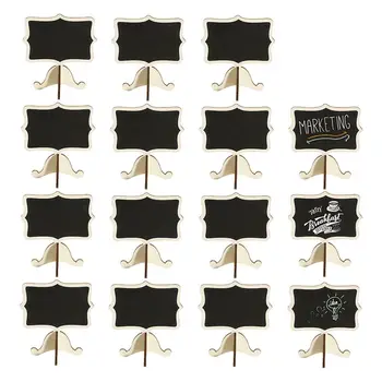 

15 Pack Mini Chalkboards Place Cards with Easel Stand - Wood Rectangle Small Chalkboard Signs for Wedding, Birthday Parties, T