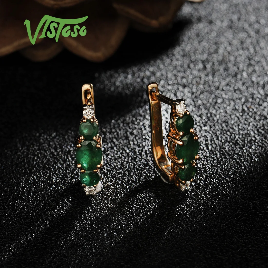 VISTOSO золотые серьги кольца для женщин 14K 585 из розового золота и элегантных