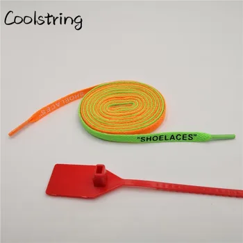 

Coolstring OW Signed Jointly Flat Black & White Orange & Green Mixed Shoelaces Printing "SHOELACES" For Off White Shoestring