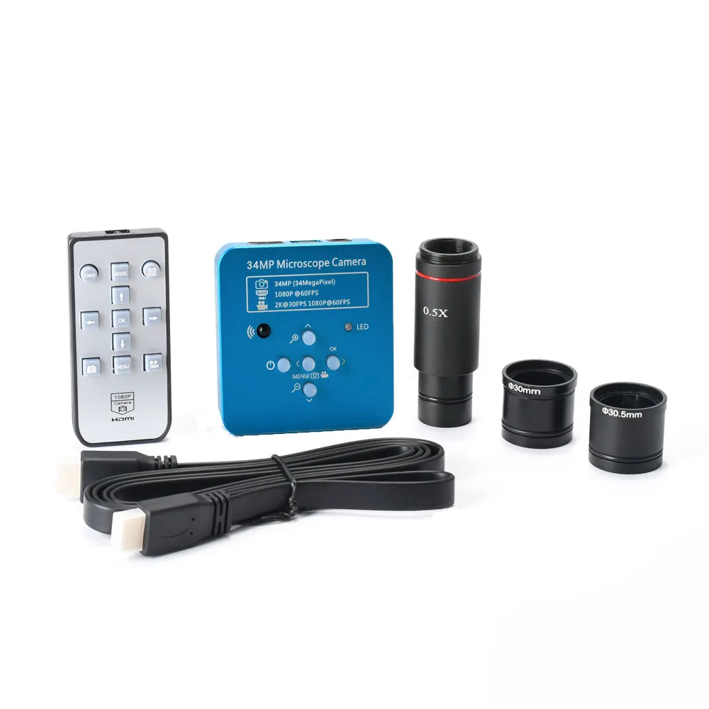 

34MP 2K 1080P 60FPS HDMI USB Digital Microscope Industrial Electronic Video Soldering Camera Magnifier with 0.5X C-Mount Adapter