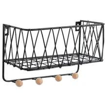 Sáng Tạo Đơn Giản Bắc Âu Đồng Hồ Nam Lưới Sắt Treo Tường Trang Trí Tường Nhà Móc Treo Tường Có Giá Để Đồ Trang Trí Quản Gia(China)