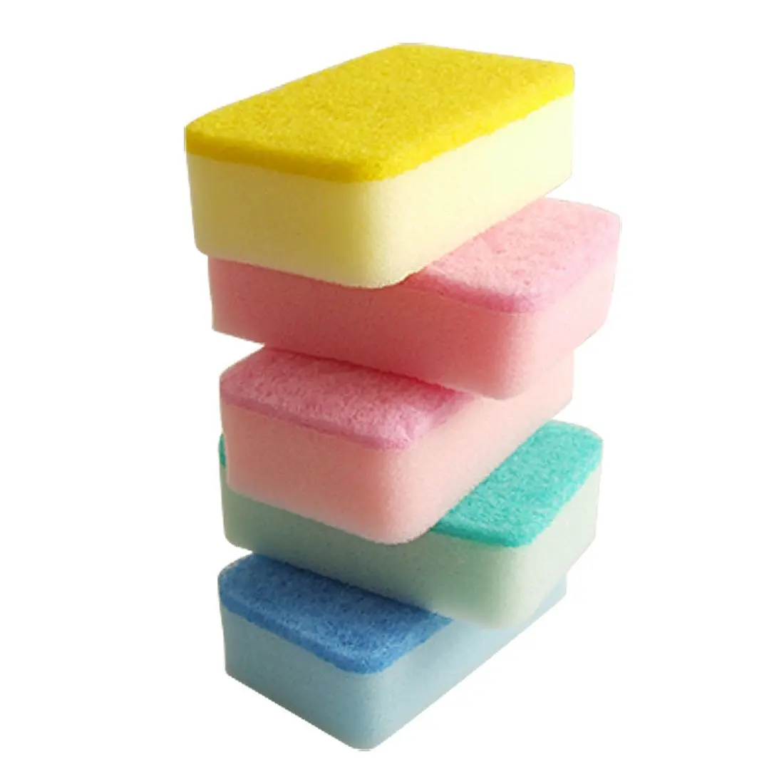 

Home Kitchen Dish Bowl Cleaning Two Texture Sponge Pad 5 Pcs