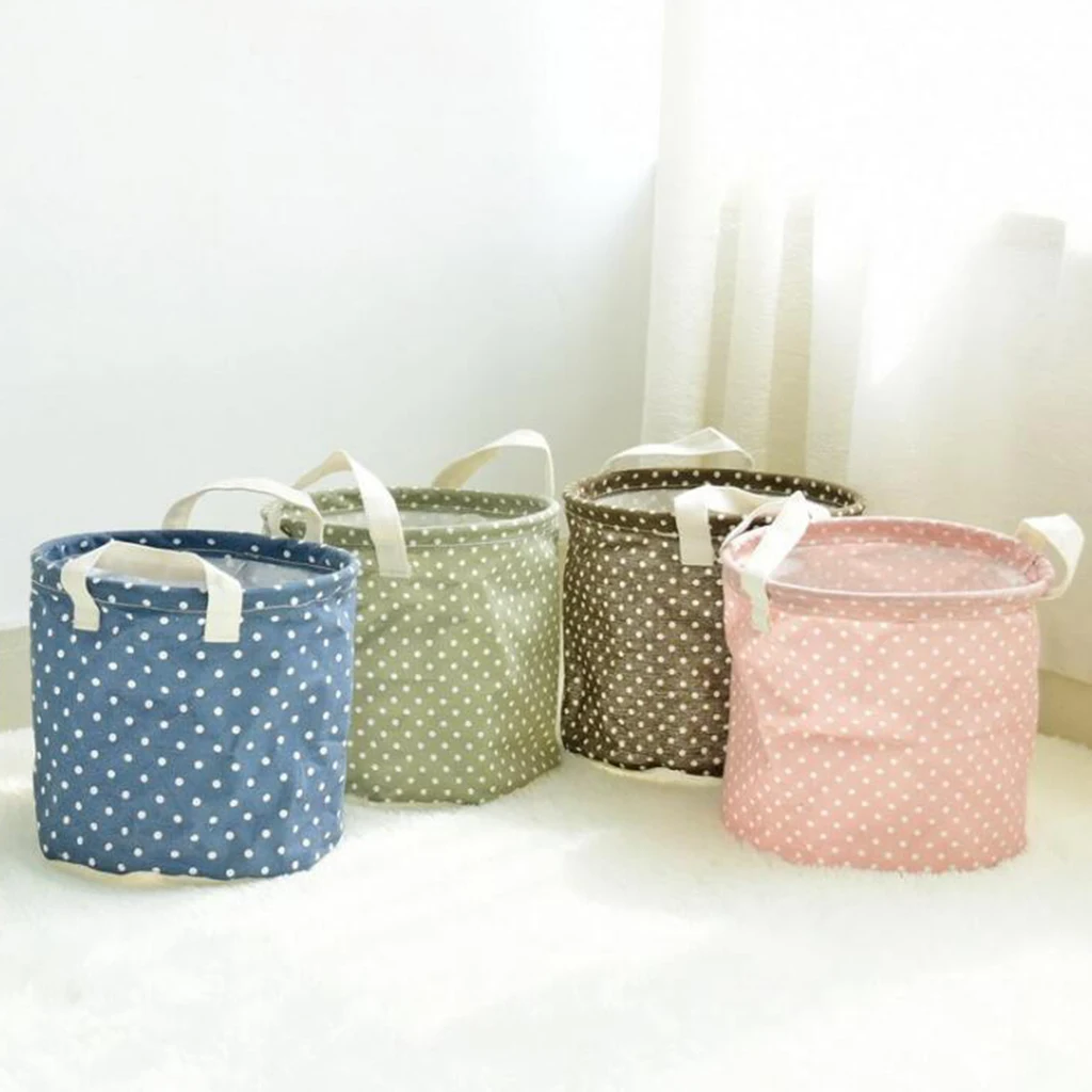 

Foldable Clothing Storage Bucket Laundry Basket Organizer Bags Small Pink