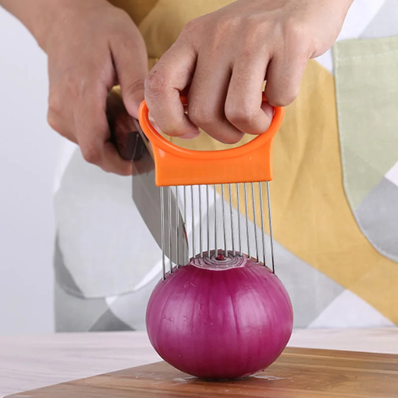 

Cooking Tools Kitchen Gadgets 1Pcs Vegetable Cutter Stainless Steel Onion Slicer Multifunctional Cutting Aid Guid