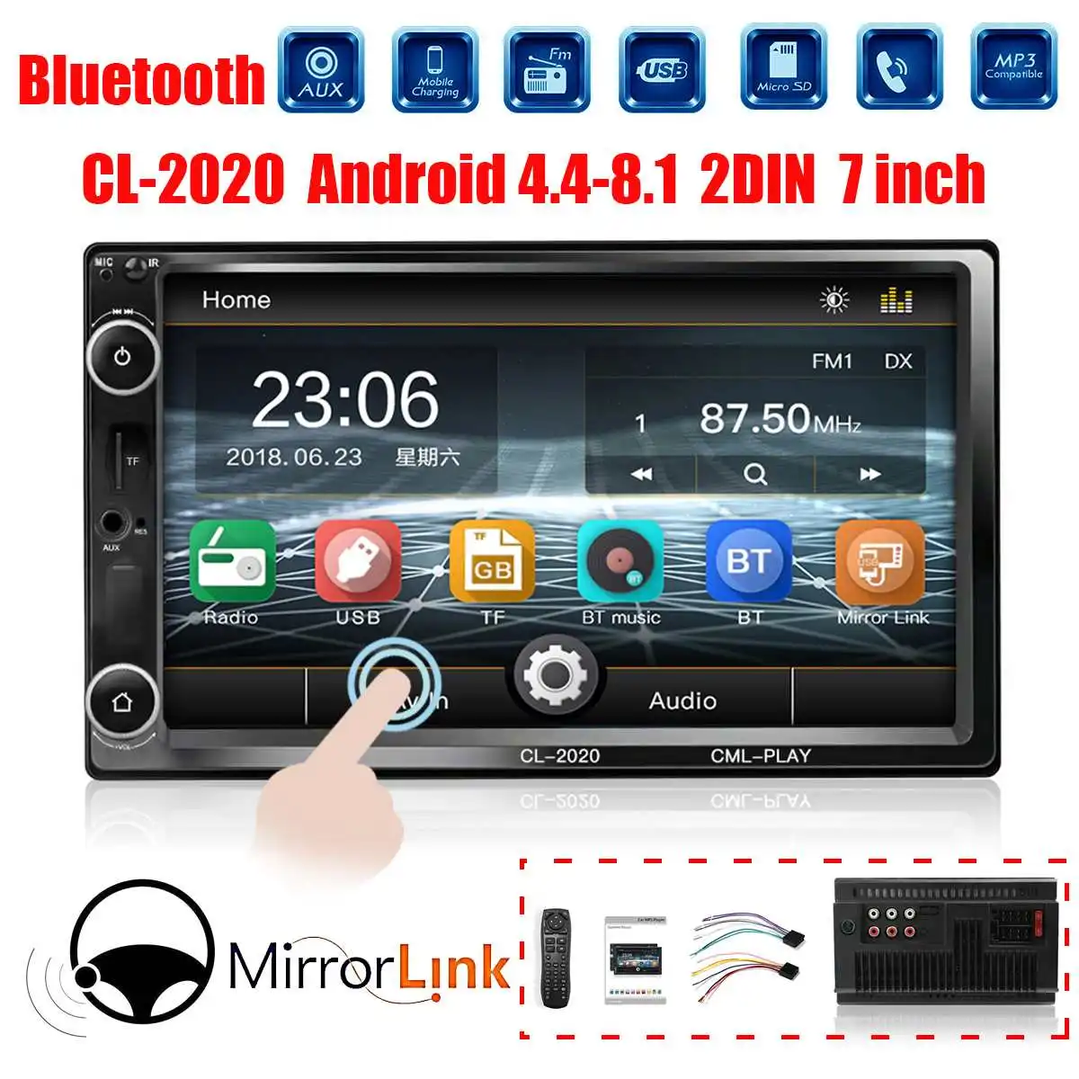 

7 Inch Car Multimedia Player 2DIN HD bluetooth Car Stereo MP5 Player Audio Radio Touchable Hands Free Remote Control AUX FM TF