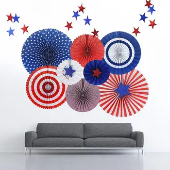 

American Independence National Day Paper Fan Decoration Set USA Patriotic Five-pointed Star July 4th Memorial Day Veterans Day