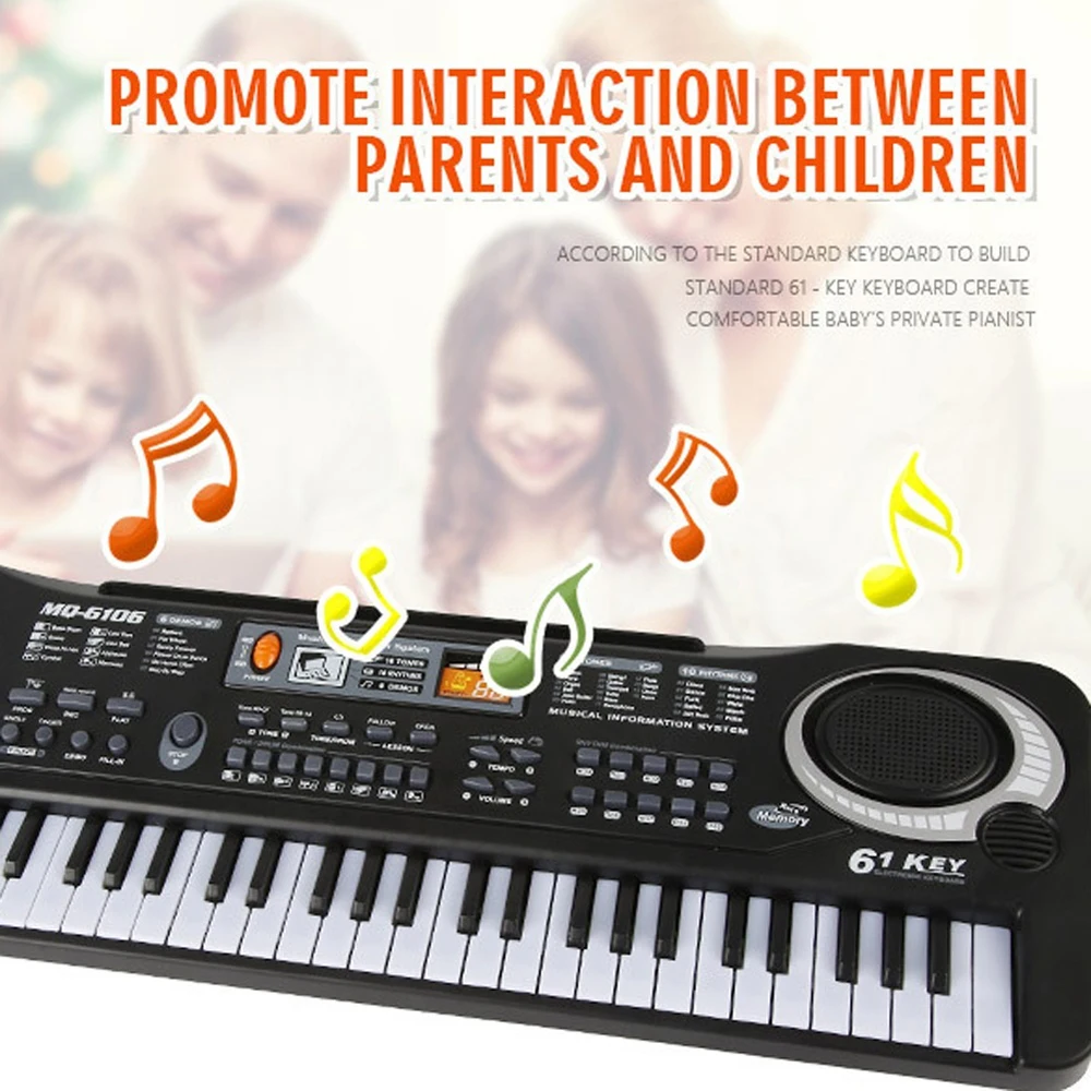 

61 Keys Black Digital Music Electronic Keyboard Piano Kids Gift Musical Instrument Early Educational Tool For Kid new arrival