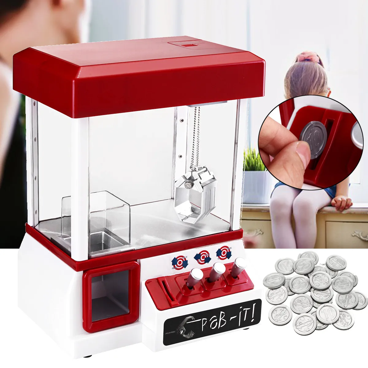 

Carnival Style Vending Arcade Claw Candy Grabber Prize Machine Game Kids Toy Light Music Doll Machine Education Toys Children