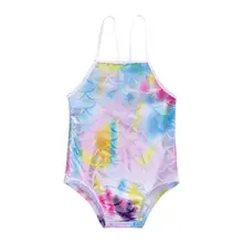 Детский цельный купальный костюм для девочек с принтом рыбки, женский пляжный костюм, купальный костюм, одежда для малышей