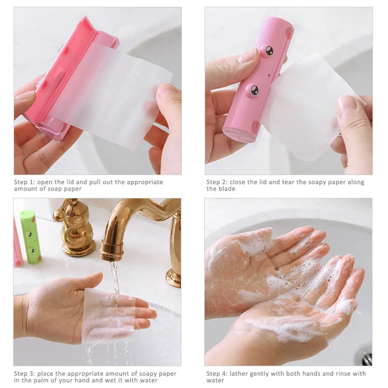 

Hand Wash Paper Soap Convenient Pull type Antibacterial Antivirus Flakes Travel Scented Slice Bath Soap Hand Wash Tools