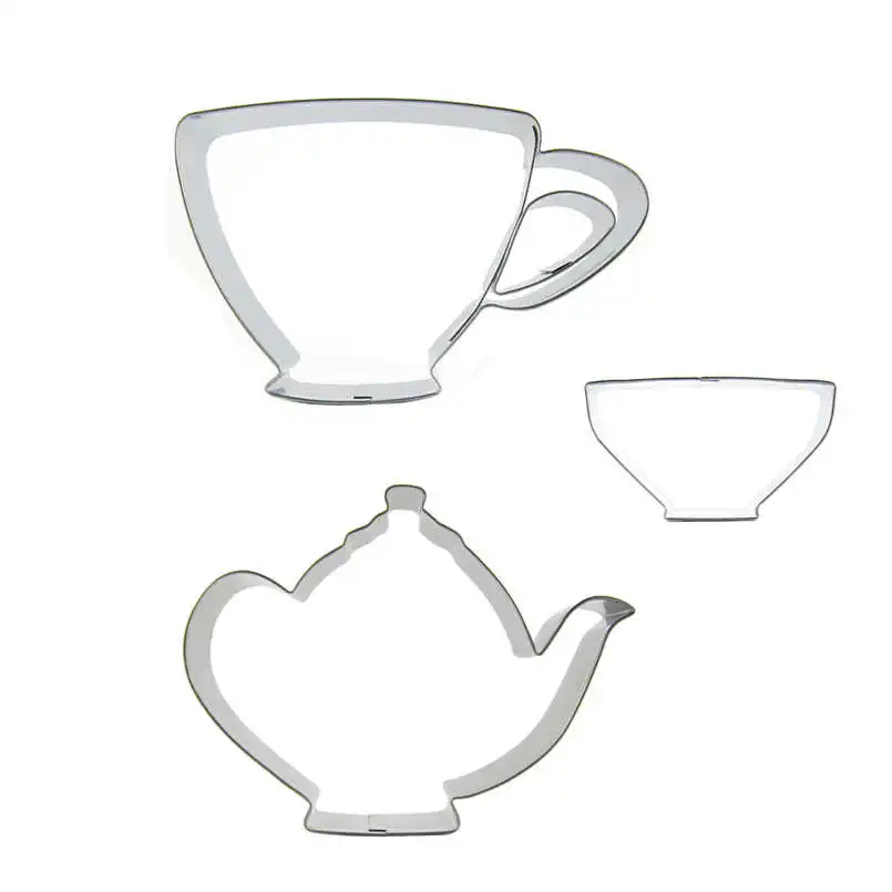 

Coffee Cup, Teapot, small Teacup shaped 3 piece biscuit cutting molds, baking tools, cake decorating soft candy tools