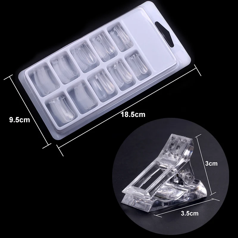 

Blueness Crystal False Nails Mold Dual Forms Tips Fixed Clip UV Gel Builder Nail Art Tools Quick Nail Poly Gel Extension