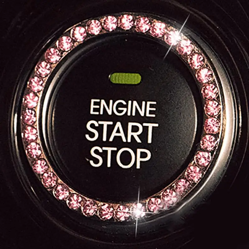 

Car Ignition Switch Accessories Engine Start Stop Push Button Knob Key Switch Sparkling Crystals Decorative Ring Trim