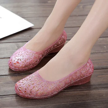 

2019 Hollow Out Summer Sandals Women Peep Toe Wedge Sandals Sweet Jelly Shoes Woman Hot summer shoes For Lady Size Plus 36-40