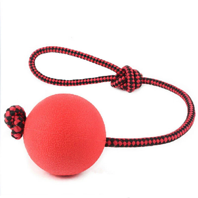 

Pet Dog Solid Bouncy Training Rubber Ball S M L 5 6 7cm W/ Rope 50cm For Pet Puppy Molar Toy Tug Balls Chew Play Fetch Bite Toys