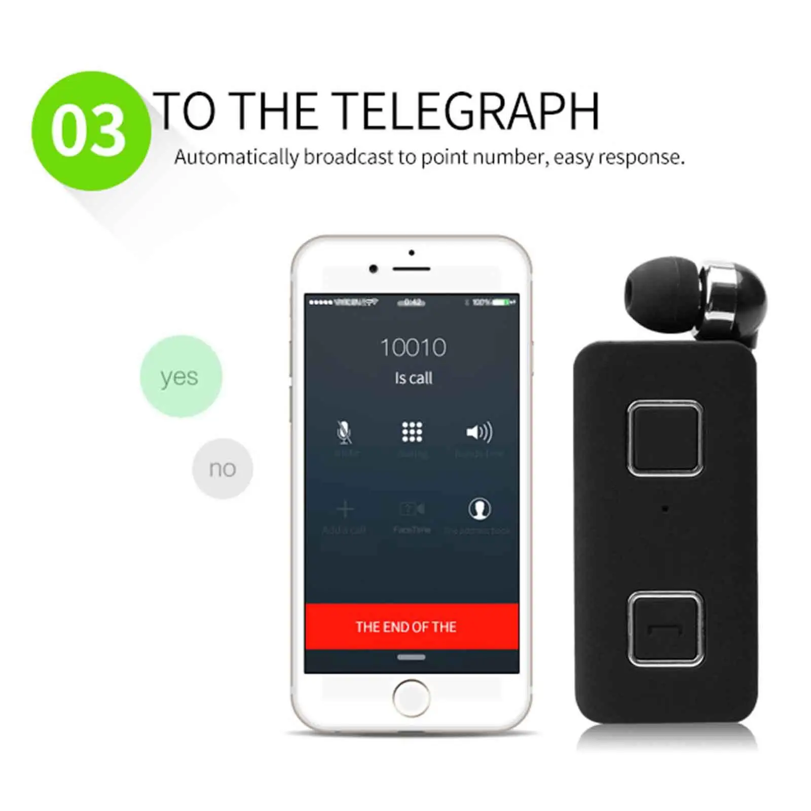Bluetooth Headphone Wireless Headset with Clip Noise Cancelling for Samsung Galaxy S9 S8 J7 J5 iPhone XR XS X IOS Android Phone
