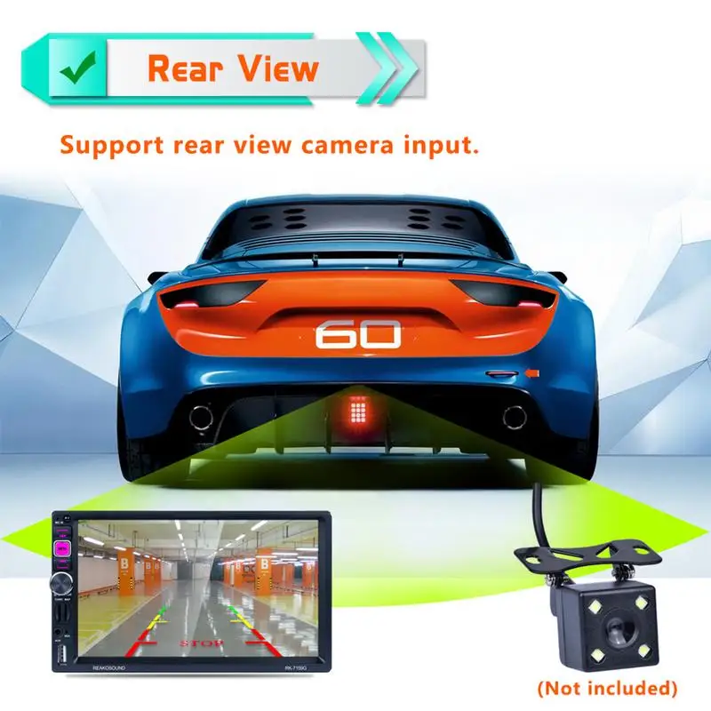 

7 Inch Media Player GPS Navigator Phone Image HD Rearview AM/FM/RDS Radio Input Output 2.1A Fast Charge Car Multimedia Player