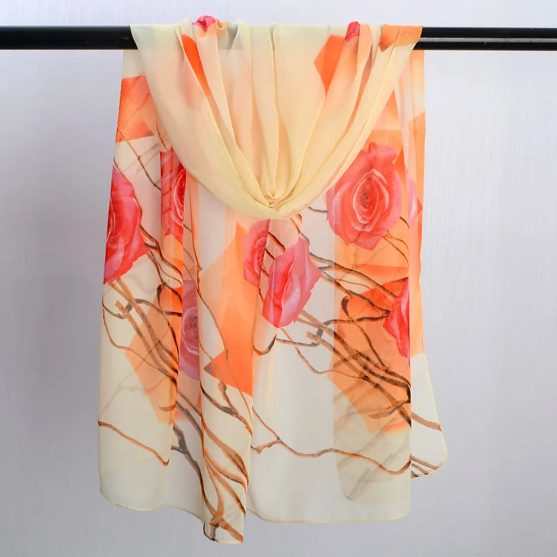 

2018 New Spring And Autumn Silk Scarf Ladies Korean Chiffon Shawl Wild Long Thin Scarf Winter Scarf