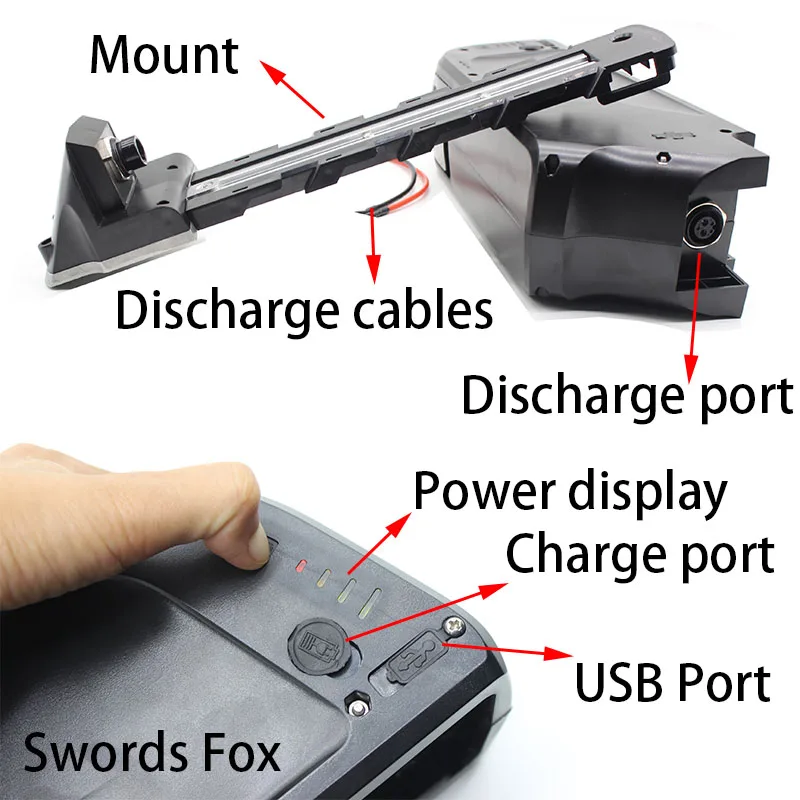 Clearance 1000W 48V 14Ah for Panasonic Dolphin Li-ion new Water Kettle down tube lithium Ebike Battery with USB port less 1200W 2