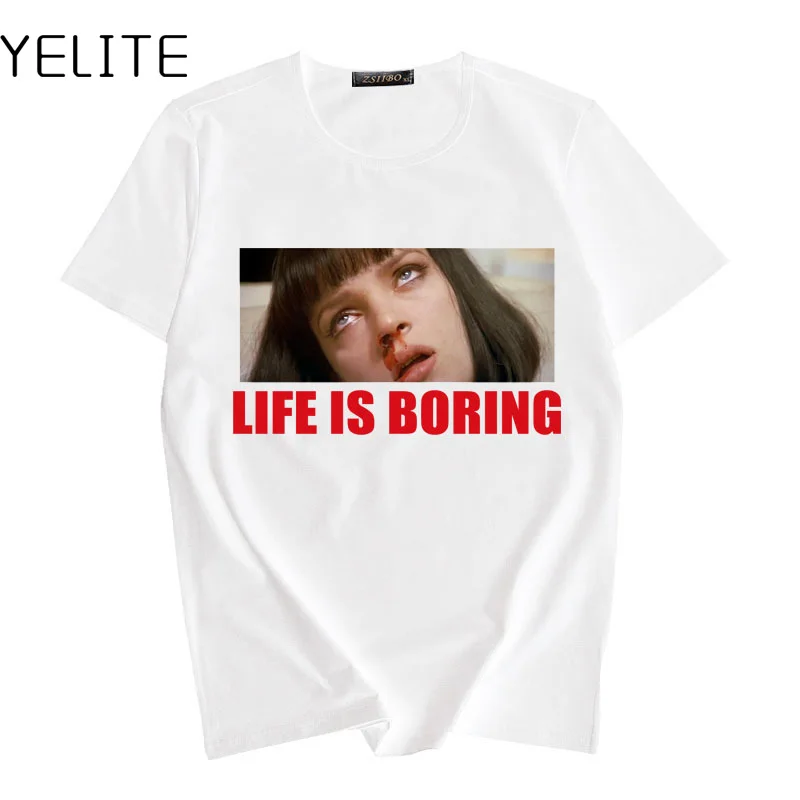 Женская футболка YELITE Spoof белая/черная с принтом в виде букв|Футболки| |