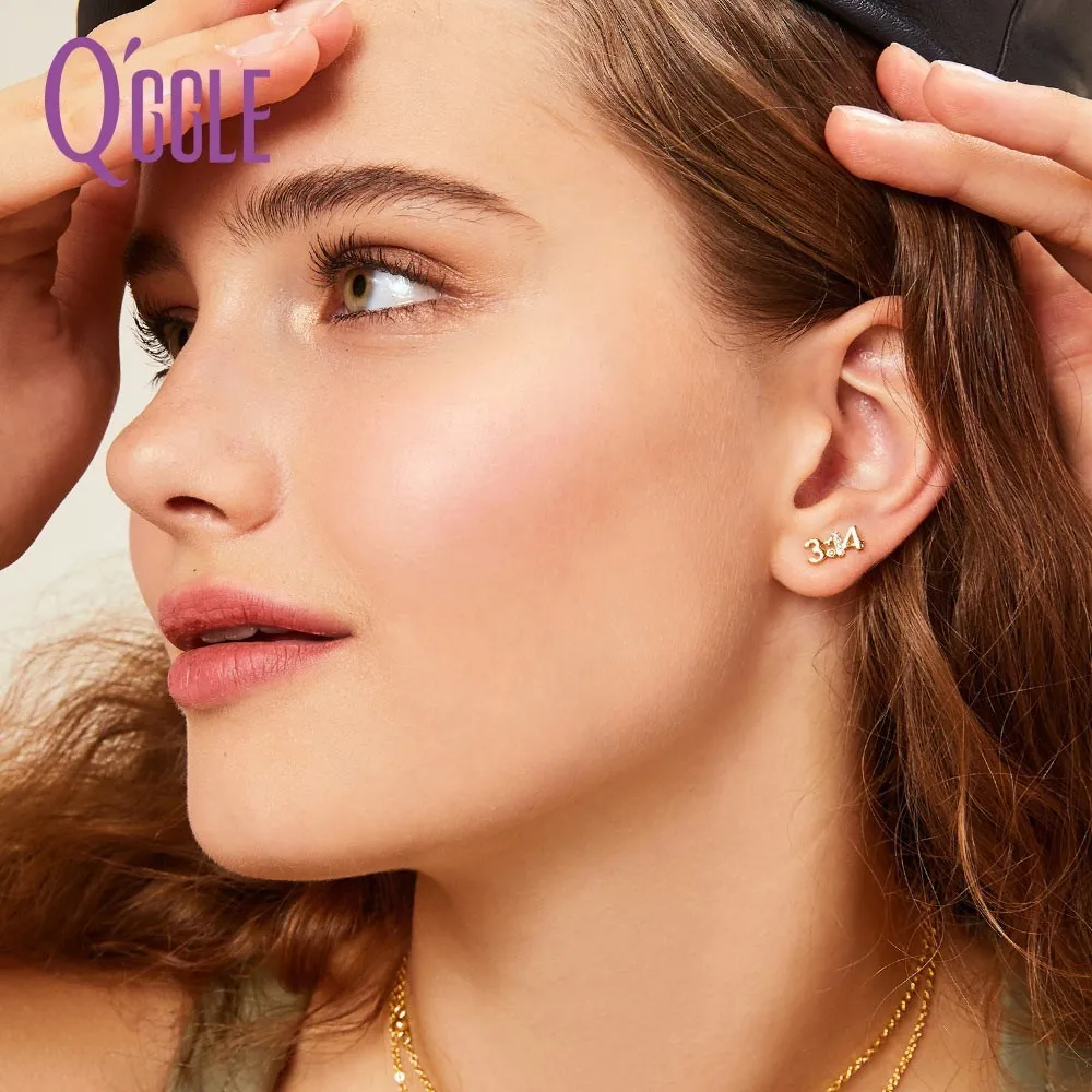 

Qggle Gold Color Drop Earrings for Women Irregular Stud Mathematics Crystal Earrings Female Jewelry 2019
