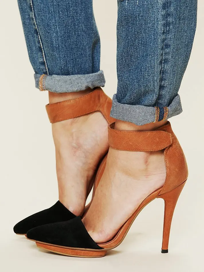 

Sexy Mixed Color Patchwork Sandals Women Sandals in Pointed toe High Thin Heels Retro Style Ankle Hook spring Shoe