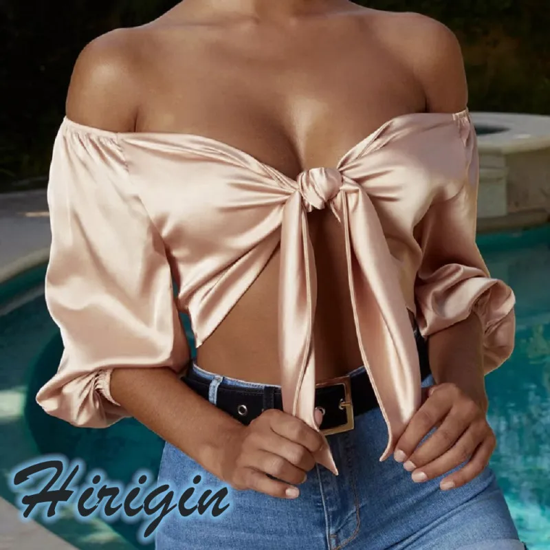 

Summer Clothes 2019 New Women Sexy Sexy Off Shoulder Crop Top Tank 3/4 Sleeve Tops Summer Tee Bra Tanks