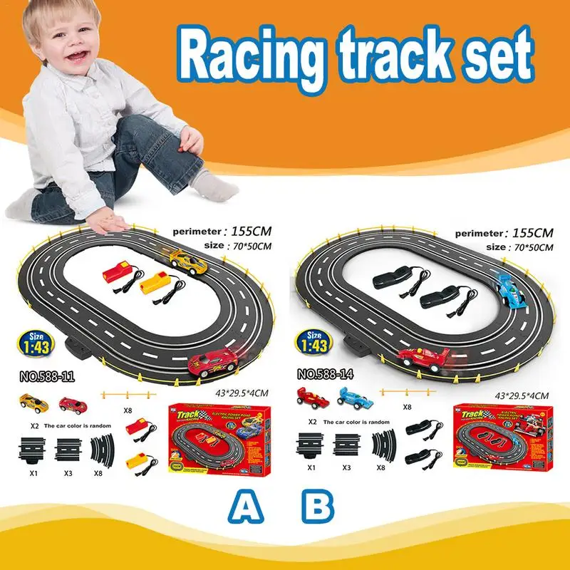 

Electric Rail Car Set 1:43 Control Acceleration Competitive Track Toy Double RC Racing Ring Assembly Athletic For Children