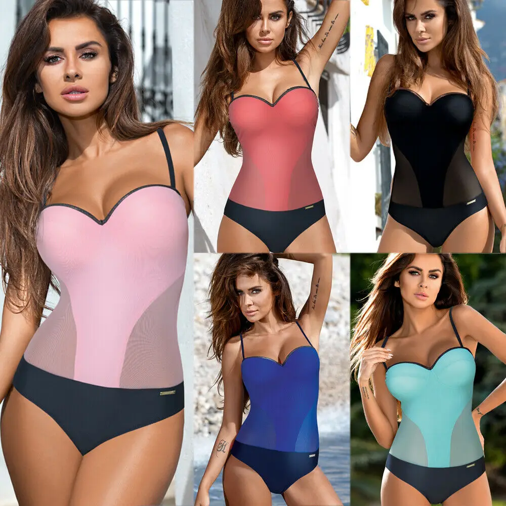 

2019 New Style Fashion Hot Women's Push-up One-Piece Swimsuit Patchwork Swimwear Triangle Bathing Suit Beachwear Sexy