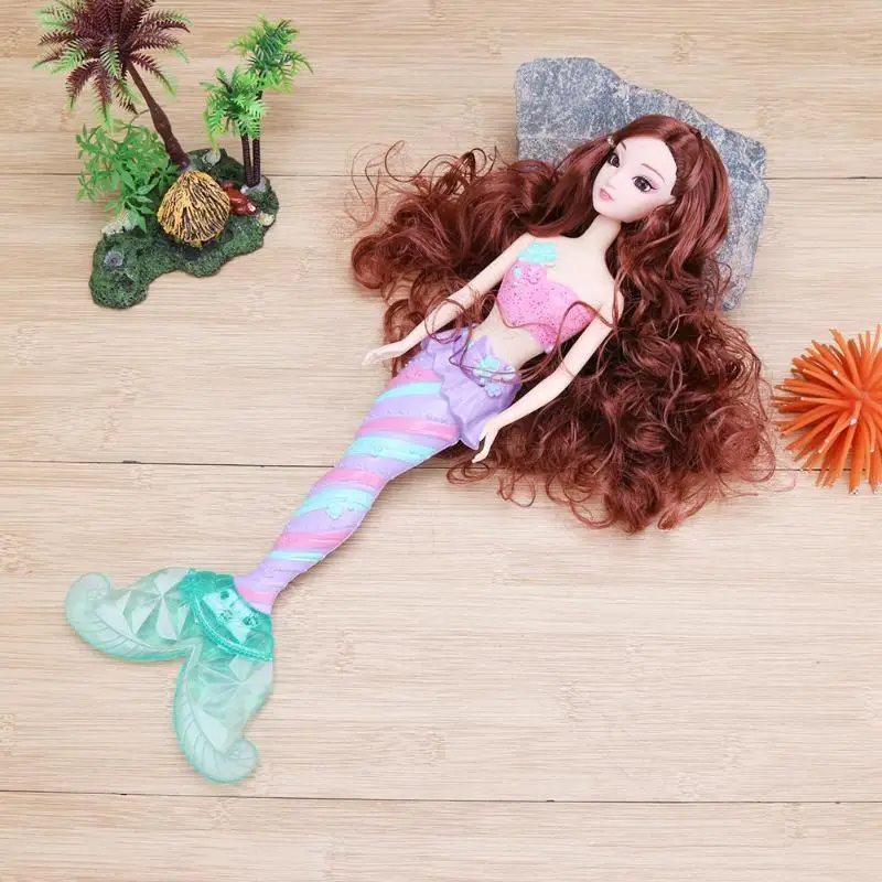 

Fashion Ariel Princess Mermaid Doll With LED Light Classic 31cm 3D Magic Classic Mermaid Doll for Girl Toy Birthday Gift