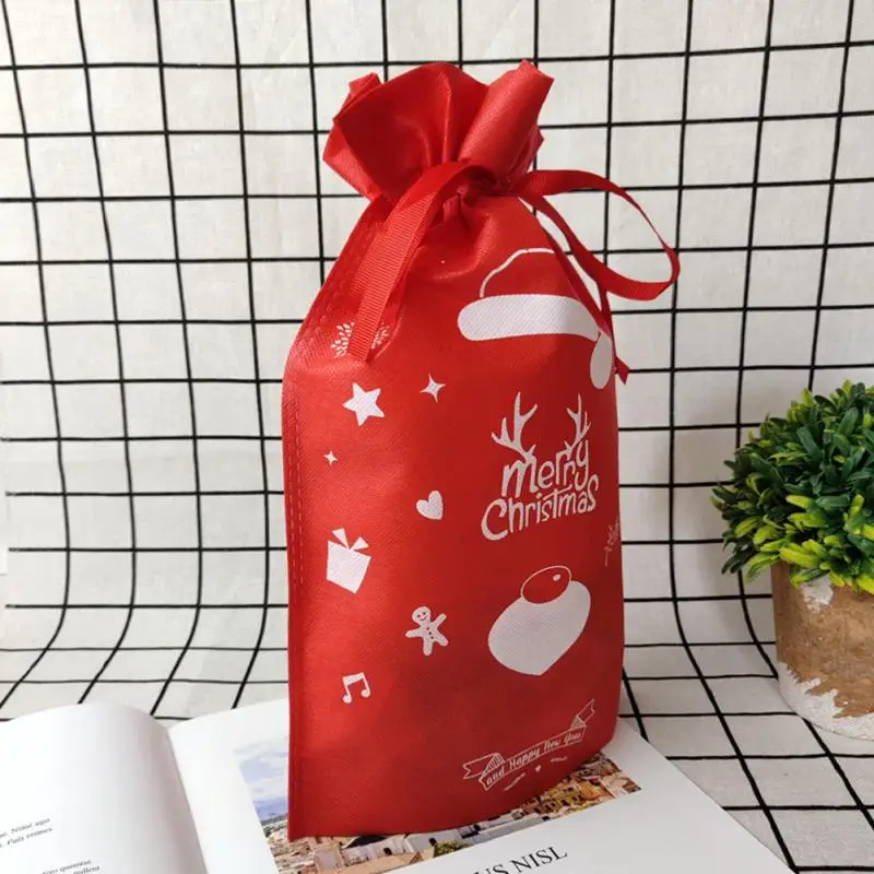 Горячие Дети Drawstring дома Держатели хранения Рождество конфеты Красная сумка