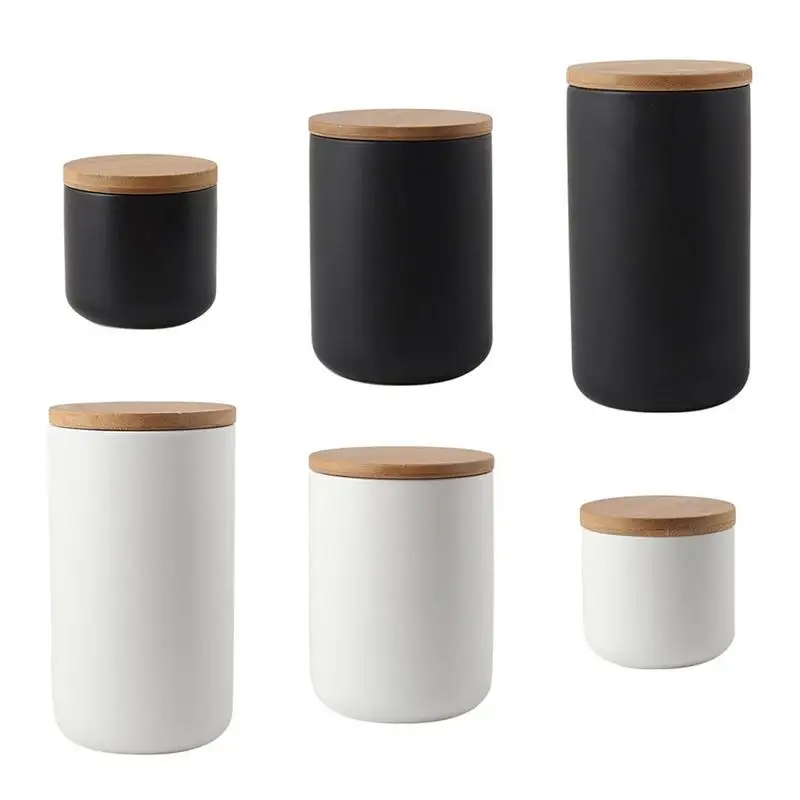 

Nordic Style 260ML 800ML 1000ML Sealed Ceramic Storage Jar For Spices Tank Container With Lid Bottle Coffee Tea Caddy