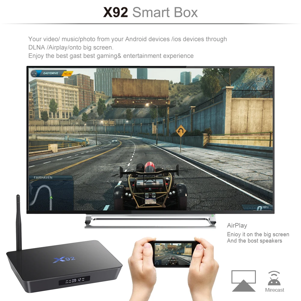 X92 Android 6.0 TV Box Amlogic S912 Octa-core 2.4GHz/5.8GHz WiFi HD 2.0a Smart TV Box 2G/3G 16G/32G Set Top Box Media Player