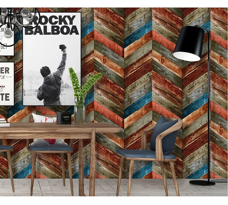 رشاقته خمر الملونة الخشب الحبوب ملصقات جدار خزانة الذاتي ورق لاصق للماء ملصقات جدار ل حائط الخلفية