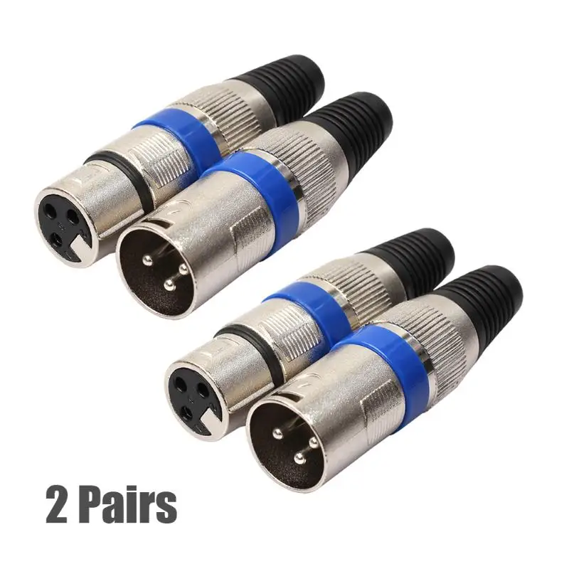3Pins 2pair XLR Connector Female and Male MIC Jack Plug Audio