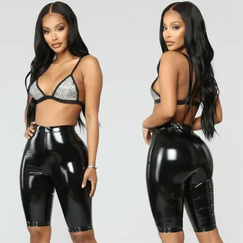 

Women Sexy High Waist PU Leather Skinny Plus Size Casual Trousers Clubwear