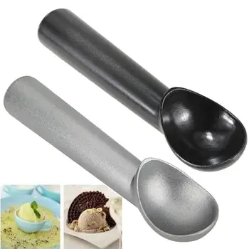 

18cm Silver Gray Black Kitchen Deluxe Metal Non-Stick Anti-Freeze Dessert Ice Cream Scoop Spoon 18cm long Hand Washable Scoop
